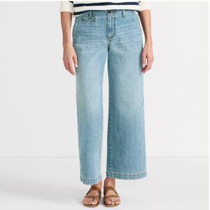 Lands End Women's Petite Mid Rise Denim Wide Leg Ankle Jeans 12P